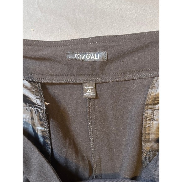 Roz & Ali Womens 22 Black Straight Leg Pull On Dress Pants Stretch Trousers - Picture 7 of 12